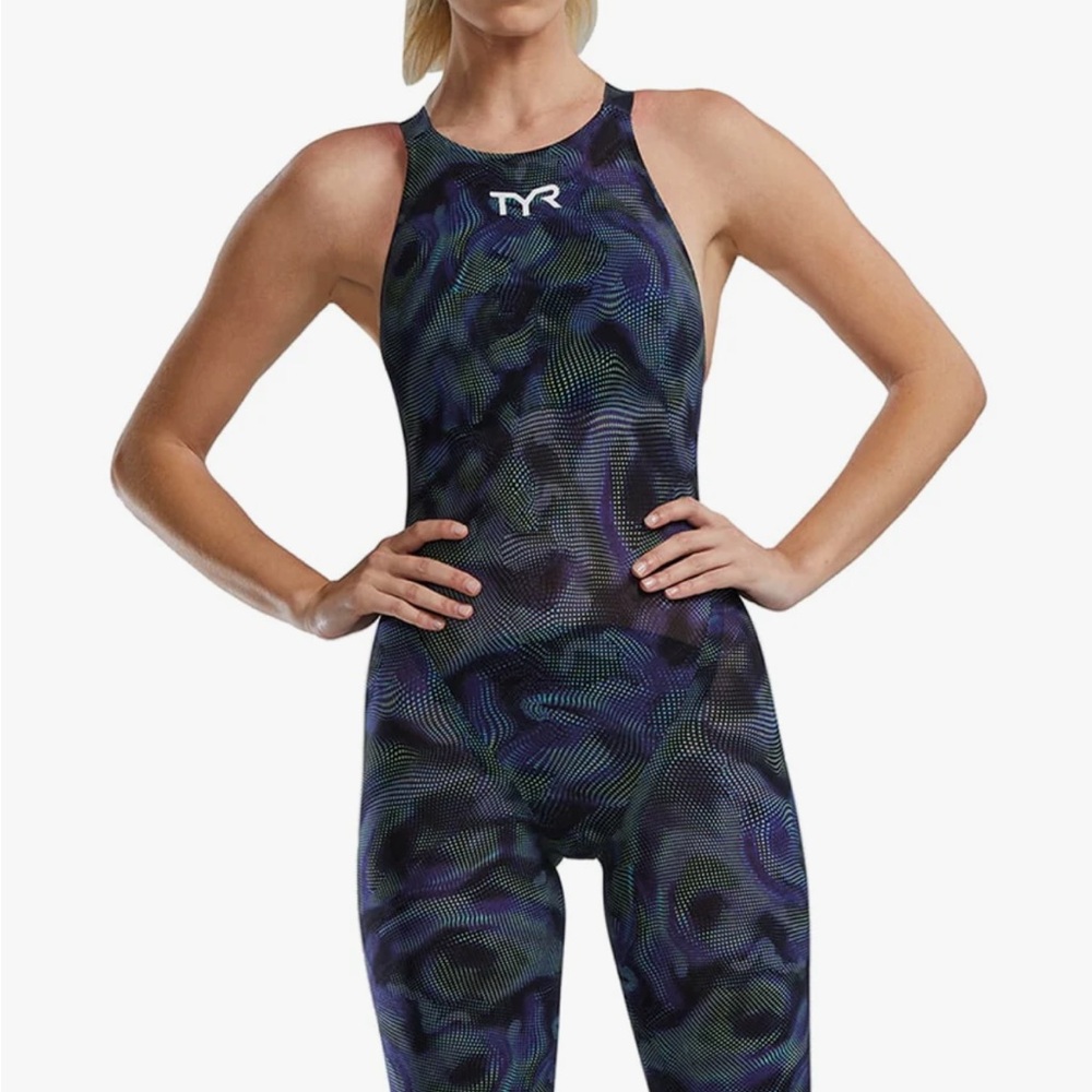 TYR Women's Blue and Black One Piece Swimsuit